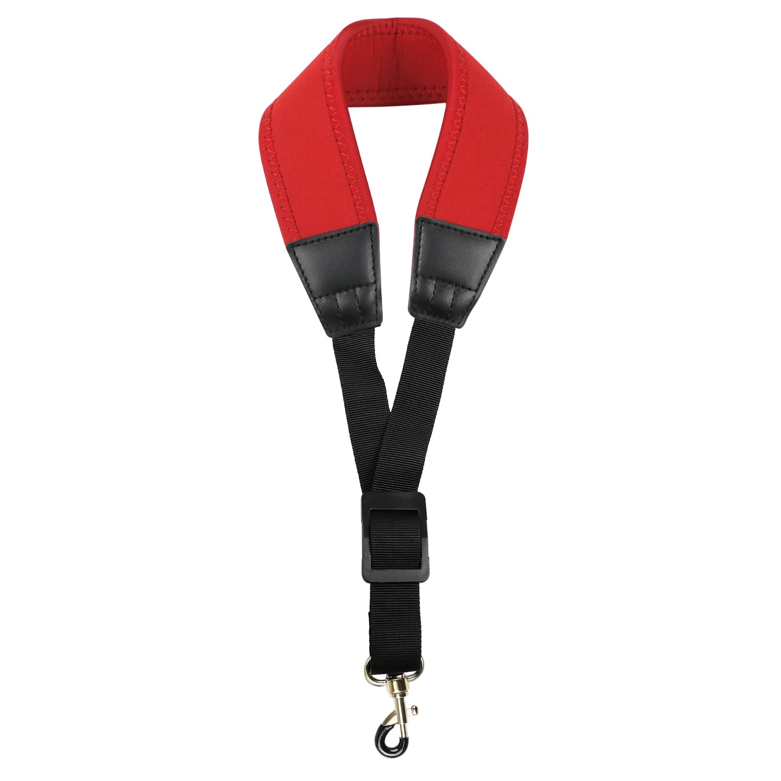 KUWAN Saxophone Neck Strap Soft Sax Leather strap Padded for Alto RED1