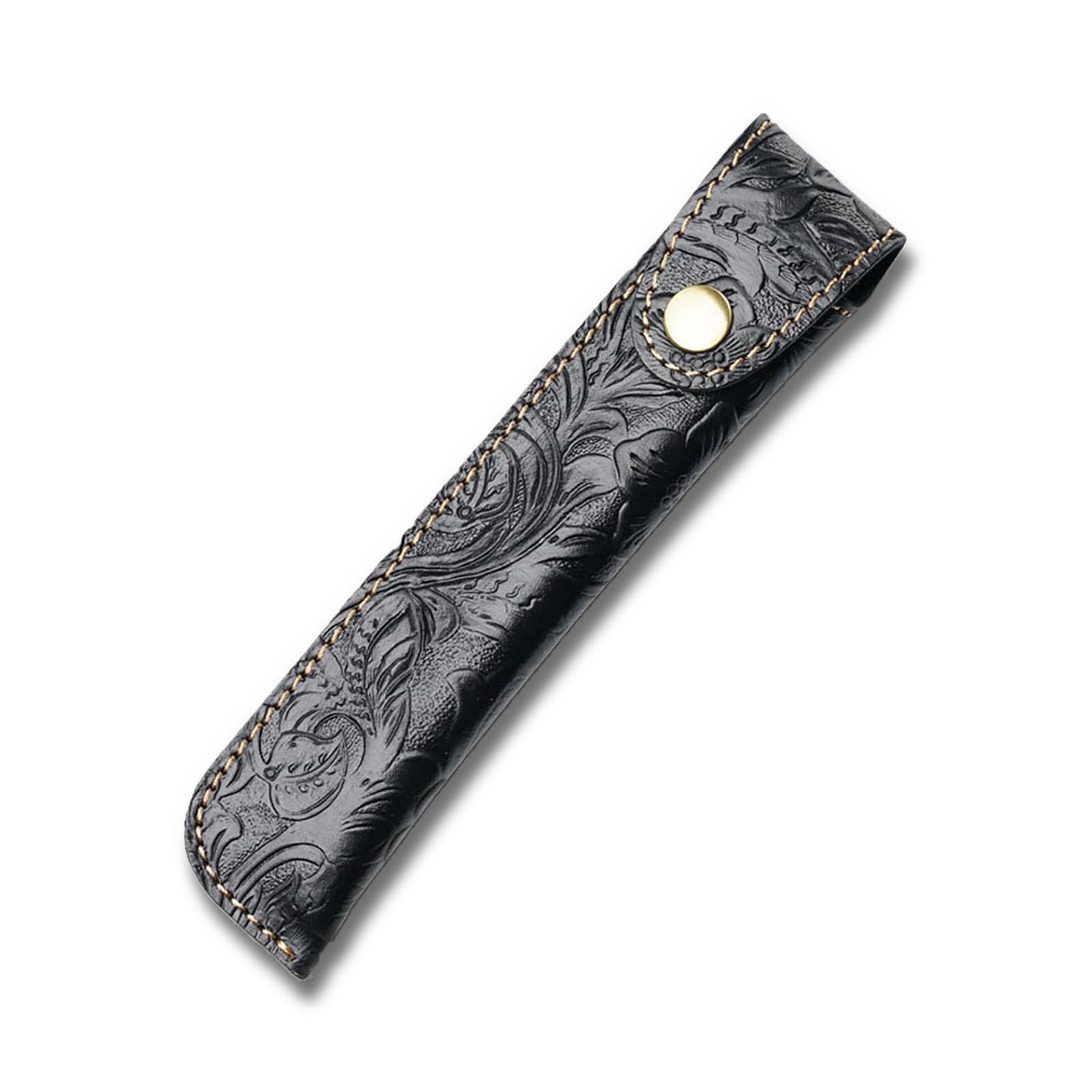 Leather Pen Case Holder, Protective Pen Case, Fountain Pen Holder Case, Carving Craft, with Metal Button