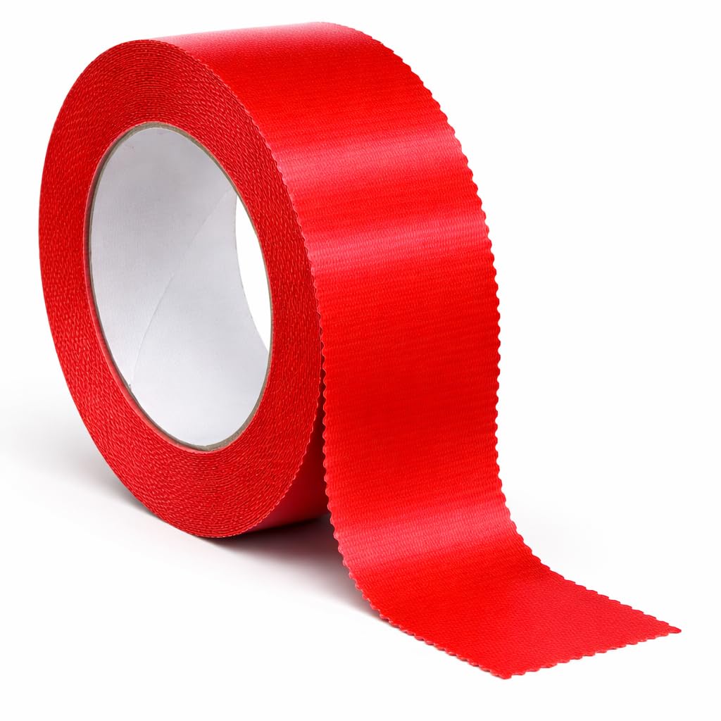 Scapa Red Polyethylene Tape 7.5mil Serrated Edge Perforated Polyflex Tape – High Visibility Industrial Surface Protection Tape, Easy Tear, Durable PE Film - 48mm x 55m (2" x 180') - Case of 24 Rolls