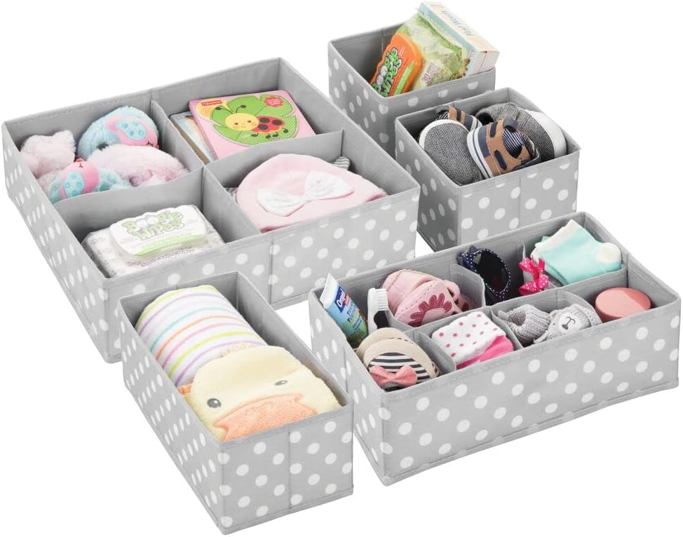 Amazon.com: mDesign Fabric Drawer Organizer Bins, Kids/Baby Nursery ...
