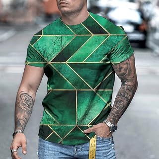 VISIONO 3D T-Shirt,Personality Printing 3D T Shirt Creative Phnom Penh Geometry Pattern Round Neck T-Shirt Fashion Summer Short Sleeve Suitable For Fitness Casual Run