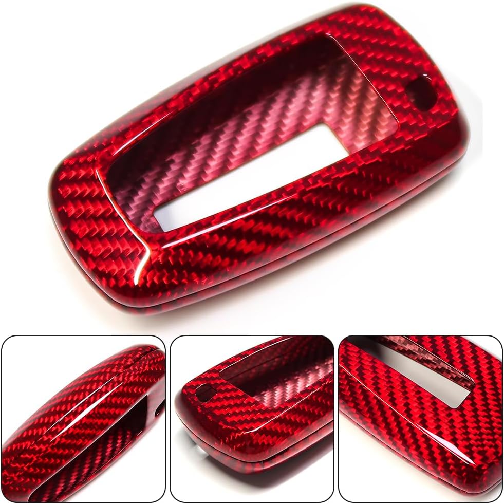 Carbon Fiber Key Fob Cover for Ford F-150 150 Bronco Raptor R Off-Road 2018 2019 2020 2021 2022 2023 2024,Only for Raptor,Remote Key Case (red Without Vent)