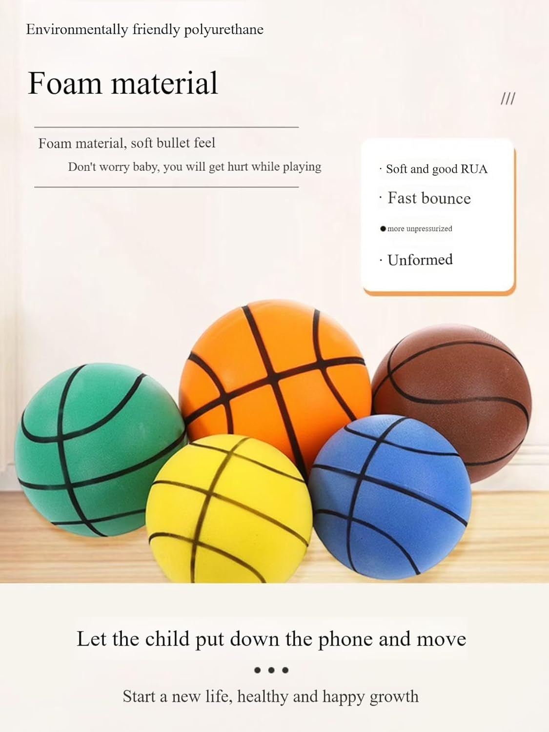 sanjimida Silent Indoor Basketball, Soft Foam with Groove for Quiet Dribbling, Training