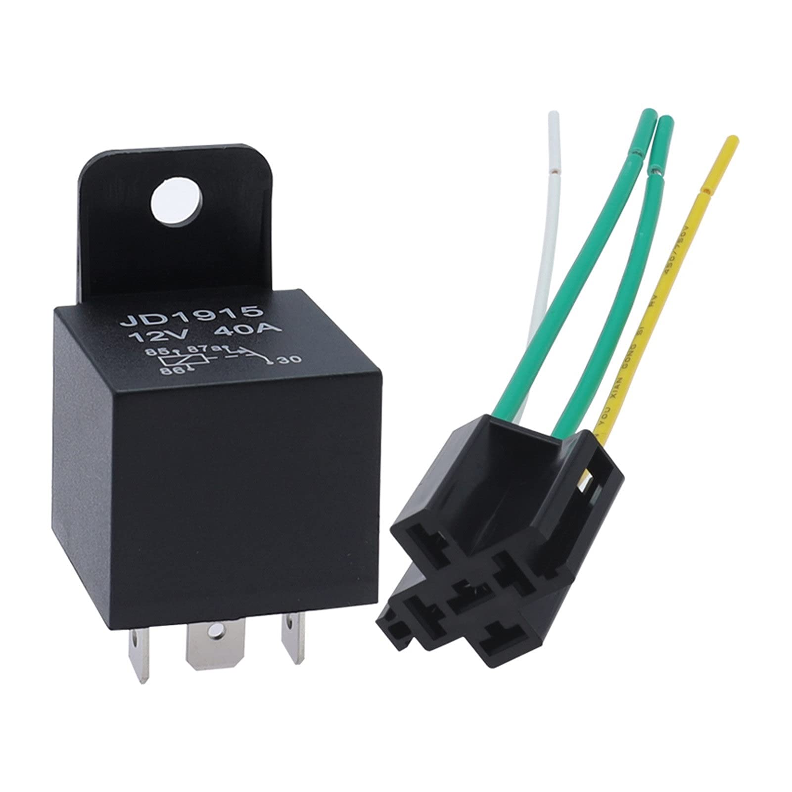 GJZIFGFWQ Car relay with socket Waterproof car 12V 24V 4pin 5pin 4P 5P 40A with black and red copper terminals