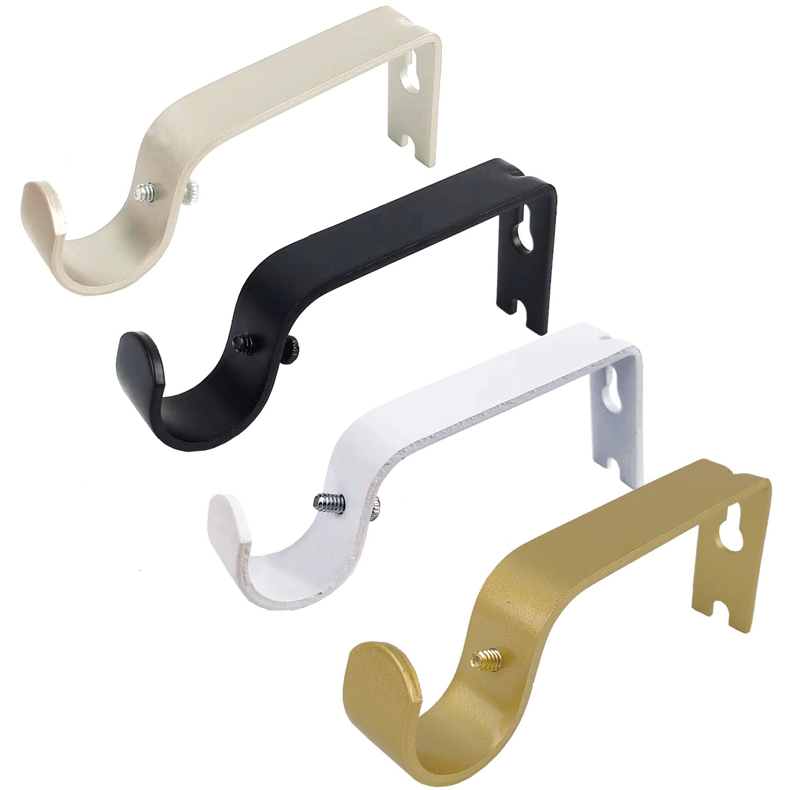 Kowibcl Staffe Per Asta Tenda 1 Pollice – Supporti A Parete In Metallo Con Viti E Tasselli, Per Soggiorno, Camera Da Letto (2 Pezzi, Bianco)