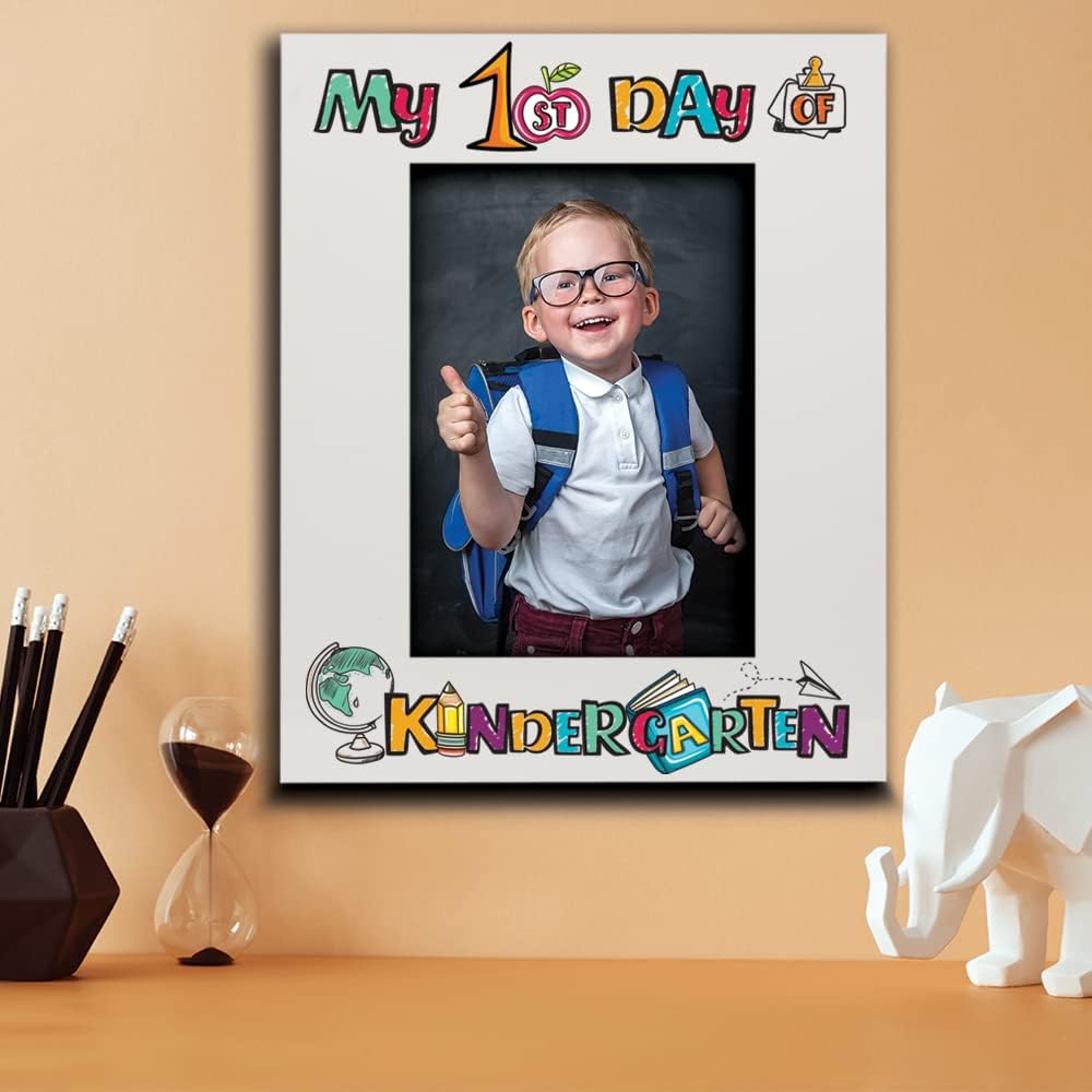 BELLA BUSTA-My First Day of Kindergarten, School, Preschool Picture Frame-Back to School- UV Print Picture Frame (Kindergarten)