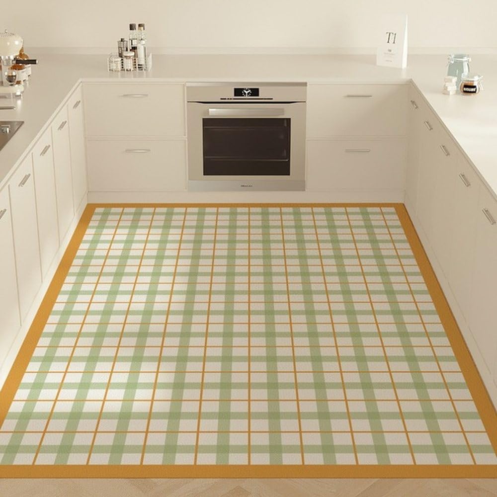 Tapis d'intérieur à carreaux vert clair en PVC robuste AD1100 PG