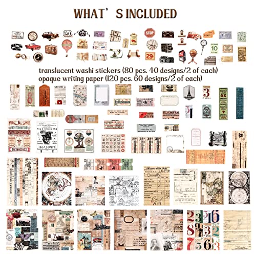 200 Pieces Vintage Scrapbook Supplies Pack For Junk Journal Planners Diy Paper Stickers Vintage Ephemera Pack Decoupage For Art Journaling Bullet Craft Notebooks Collage Aesthetic Gifts (World Memory) #TOP1