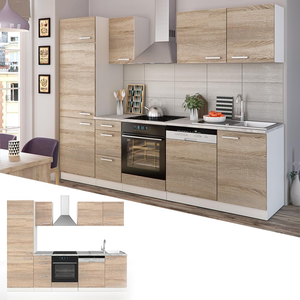 Vicco Cucina componibile Optima, Sonoma/Bianco, 270 cm