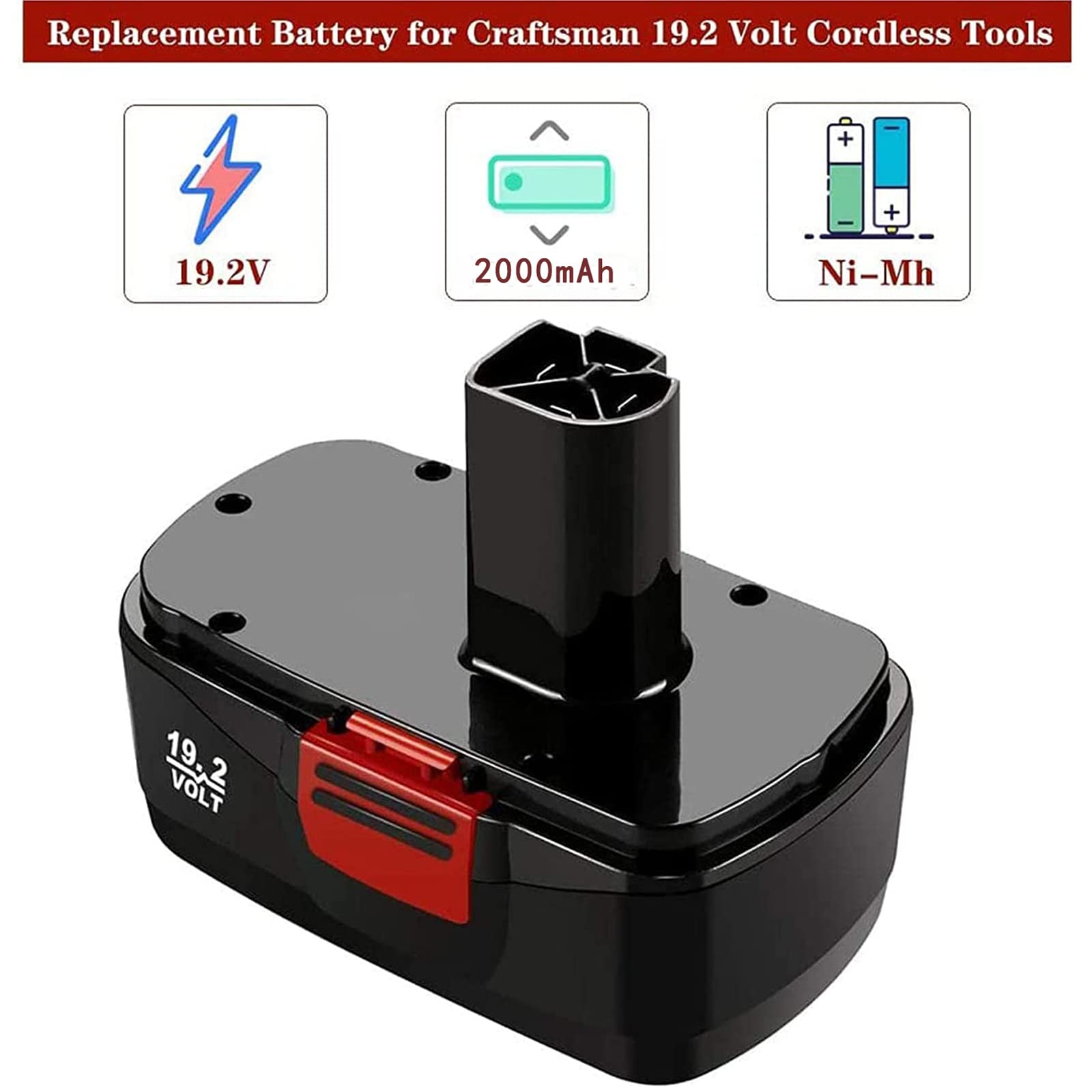 2Packs 19.2 Volt Replacement for Craftsman 19.2V Battery Ni-Cad C3 DieHard  130279005 130279003 130279017 and Battery Charger for Craftsman 9.6V-19.2  Volt Lithium-ion & Ni-Cad & Ni-MH Battery - - Amazon.com
