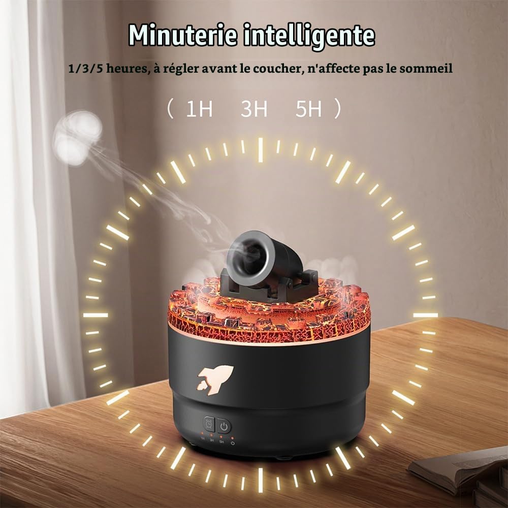 Mini Humidificateur d'air, 280ml Humidificateur Brume en Forme de Canon, 2 Modes, Silencieux, Diffuseur Huiles à Lumières Colorées pour Plantes, Bureau, Voiture, Chambre à Coucher