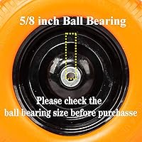 Vista 3 de 16 inch 4.80/4.00-8 Flat Free Wheelbarrow Tire, 3.5-6" Hub Solid Foamed 3/4 & 5/8 Axle Cart Wheelbarrow Wheel Flat Free, 4.00-8 Airless Tire for