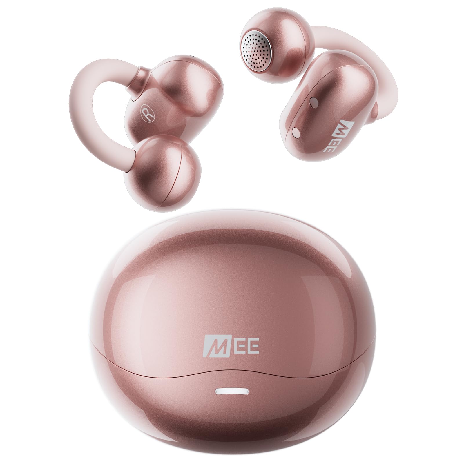 MEE audio Pebbles Air Open Ear True Wireless Earbuds - Bluetooth 5.3 Lightweight Earclip Headphones with Headset Microphone & Call Noise Reduction for Gym/Workouts/Sports and Gaming (Rose Gold/Pink)-picture-17