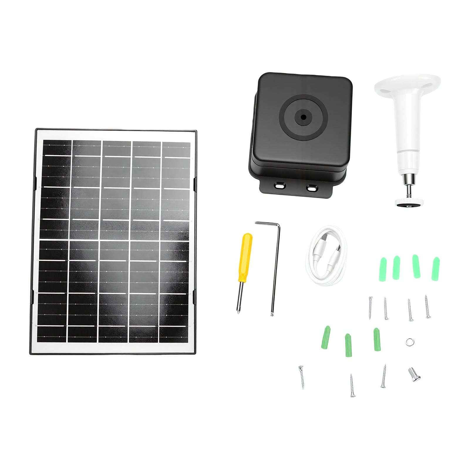 4 W Tragbares Solarpanel, 15000 MAh Eingebauter mit Typ-C-Ausgang, 5 V 1 A für Outdoor-Überwachungskameras, Smart Locks, Campingleuchten (BLACK)
