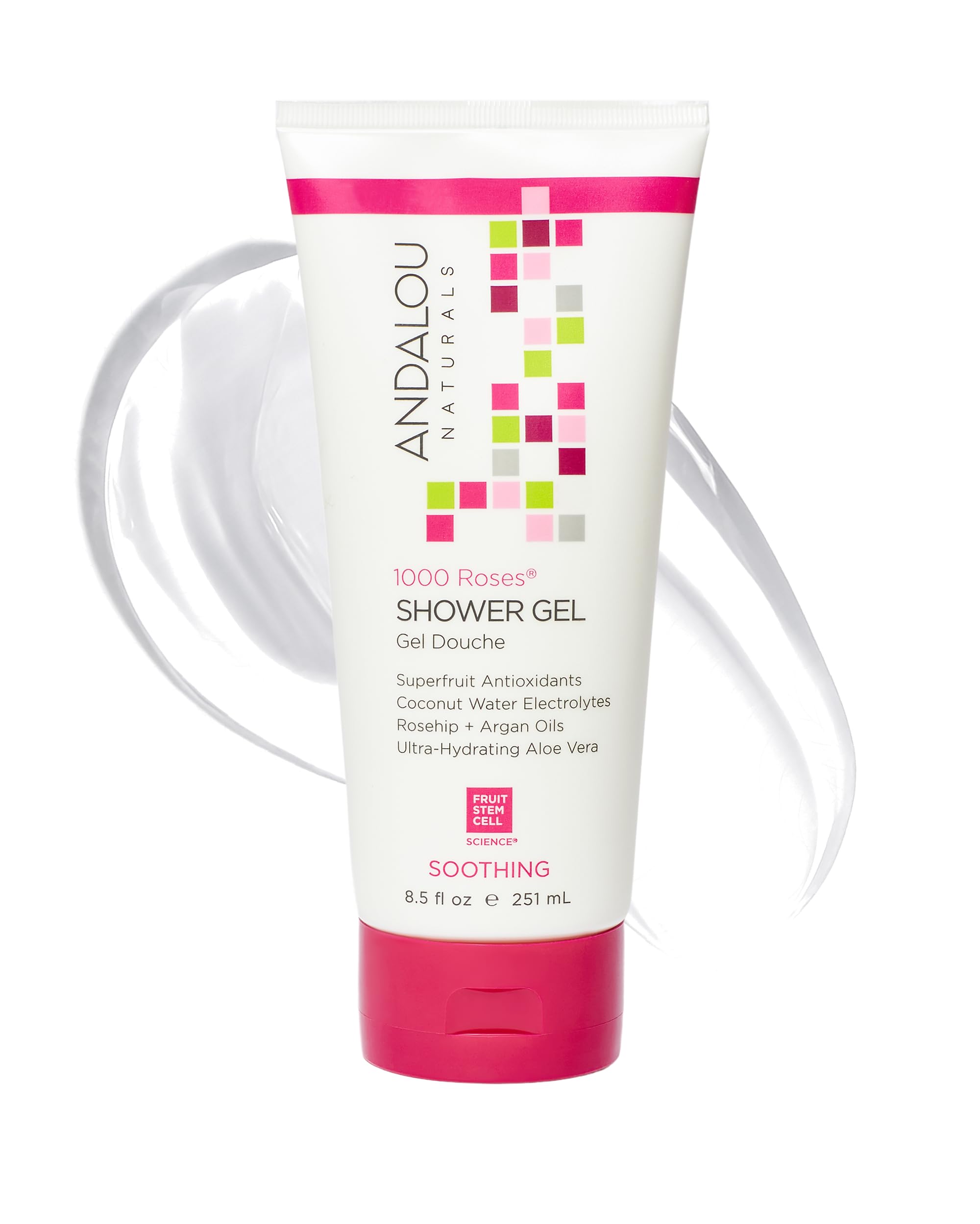 Andalou Naturals 1000 Roses Shower Gel Body Wash (8.5 fl oz) | Hydrating Daily Foam Cleanser With Argan Oil, Coconut Water, and Aloe Vera, Gentle and