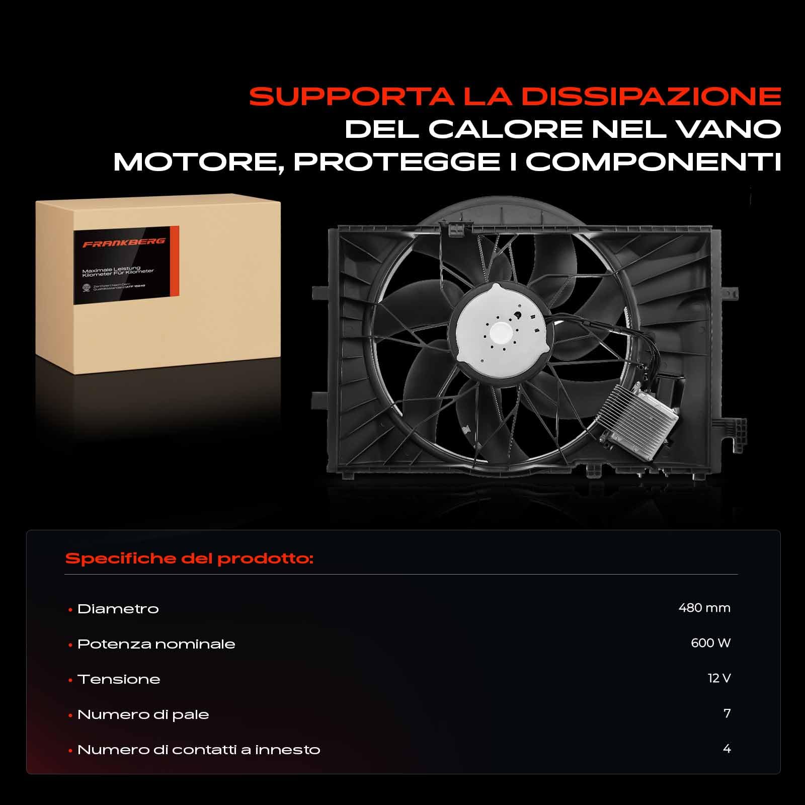 Frankberg Ventola di raffreddamento Compatibile con Classe C T-Model S203 2.0L Classe C W203 2.7L Classe C W203 3.2L Classe C T-Model S203 2.2L CLK Cabriolet A209 5.0L 2035000293
