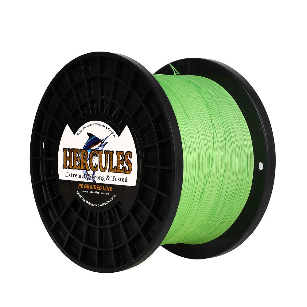 Hercules Super Cast 1000M 1094 Yards Braided Fishing Line 300 LB Test for Saltwater Freshwater PE Braid Fish Lines Superline 8 Strands - Flourescent Green, 300LB (136.1KG), 1.20MM