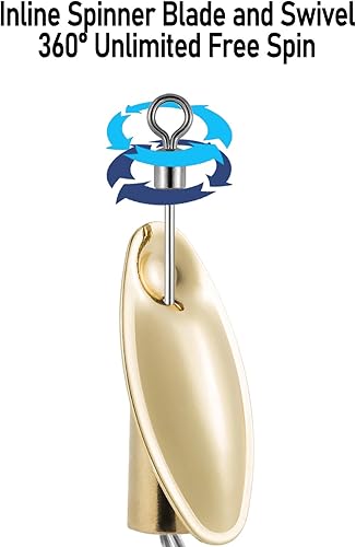 Miniatura 5 de Dr.Fish Paquete de 10 señuelos giratorios de pesca en línea con un solo gancho para trucha, spinnerbait, kits de señuelos Bass Crappie Salmón