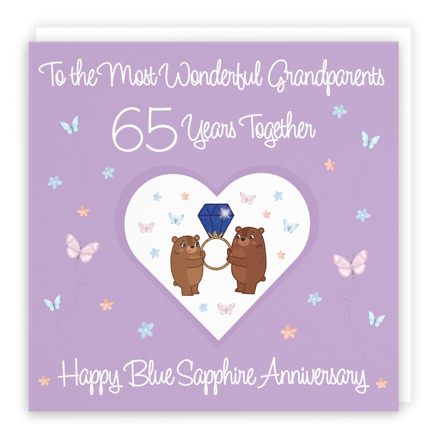 Hunts England, Grandparents 65th Anniversary Card, 65 Years, Blue Sapphire Anniversary, Romantic Meadows, Fun Card
