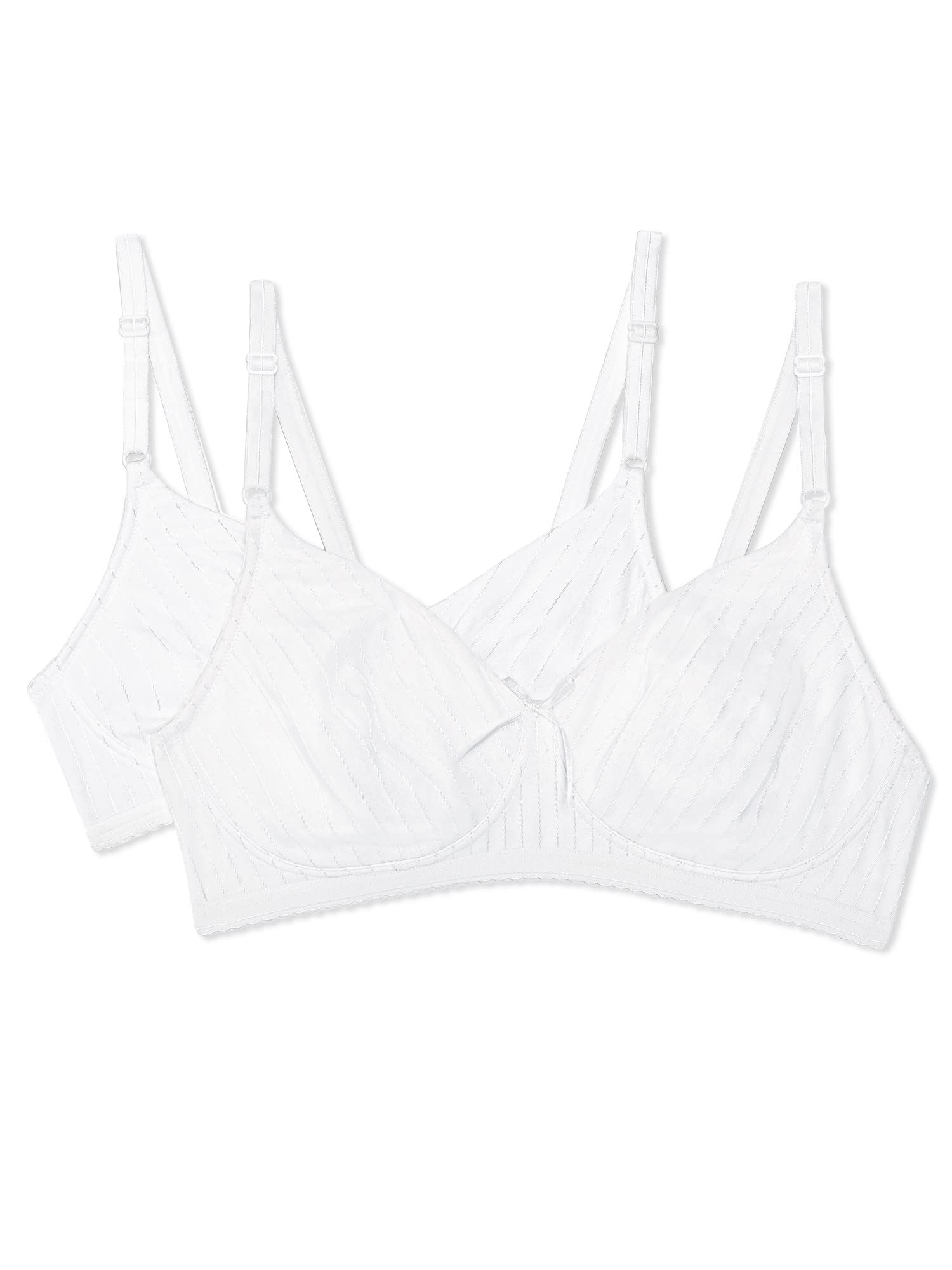Fruit of the Loom Women's Lightly Lined Wire-Free Bra, White/White 2-Pack, 36A