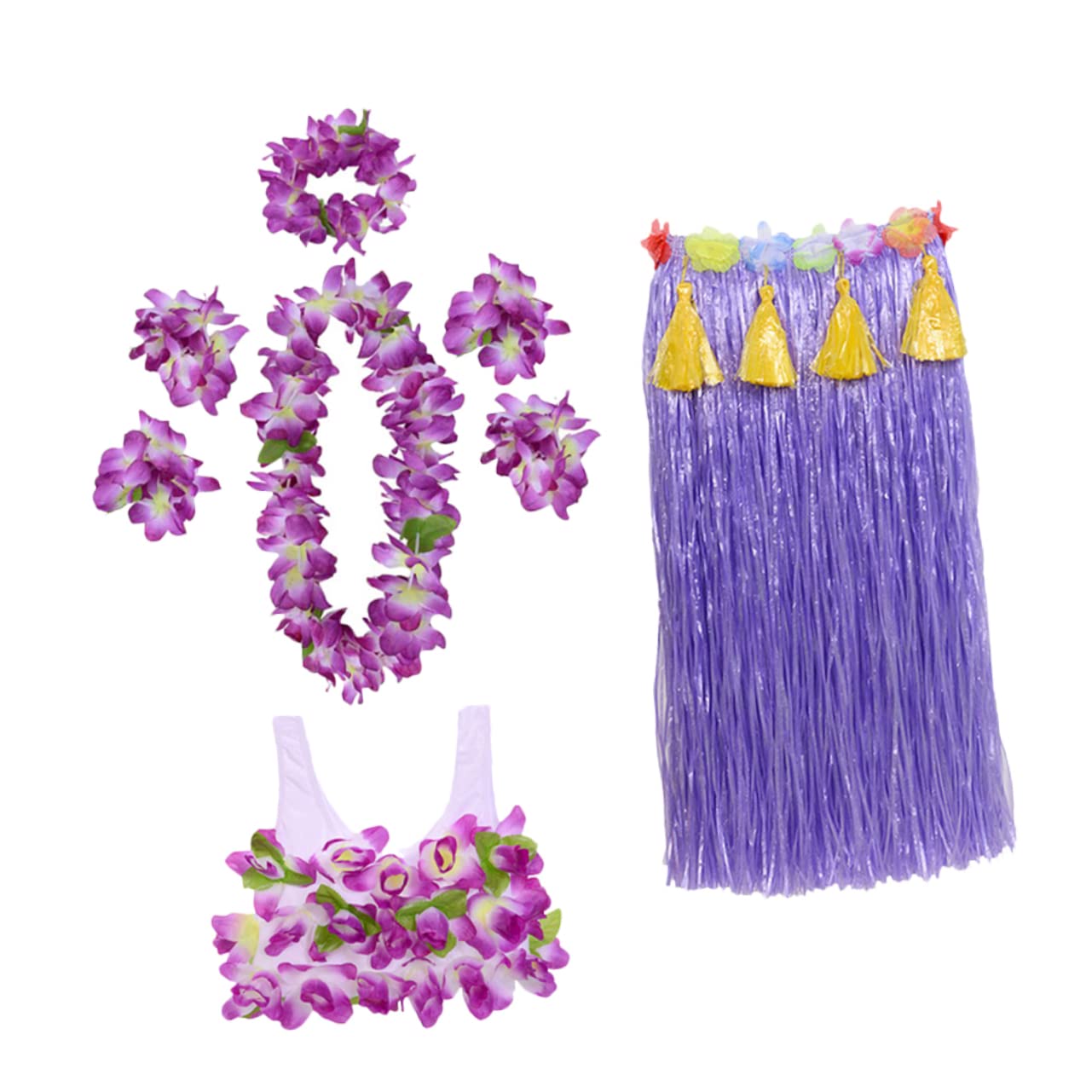 Healvian Juego de 8 Piezas Faldar de Hierba Gruesa Púrpura para Disfraz Hawaiano, Resistente y Decorativo Guirnalda Floral, Adecuado para Fiestas de Disfraces y Luau