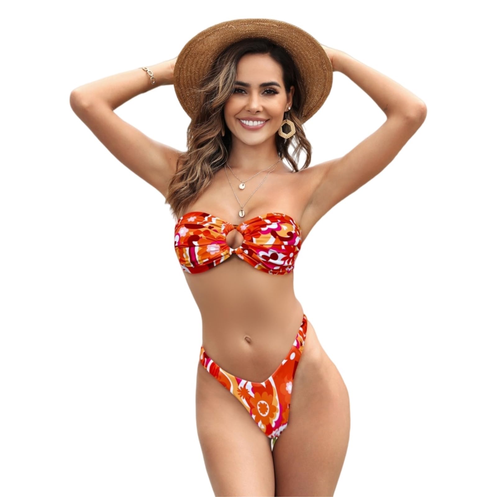 Bikini Mujer Conjunto De Impresión Floral Las Mujeres Corte Alto Dos Piezas Traje Baño-lvse-m