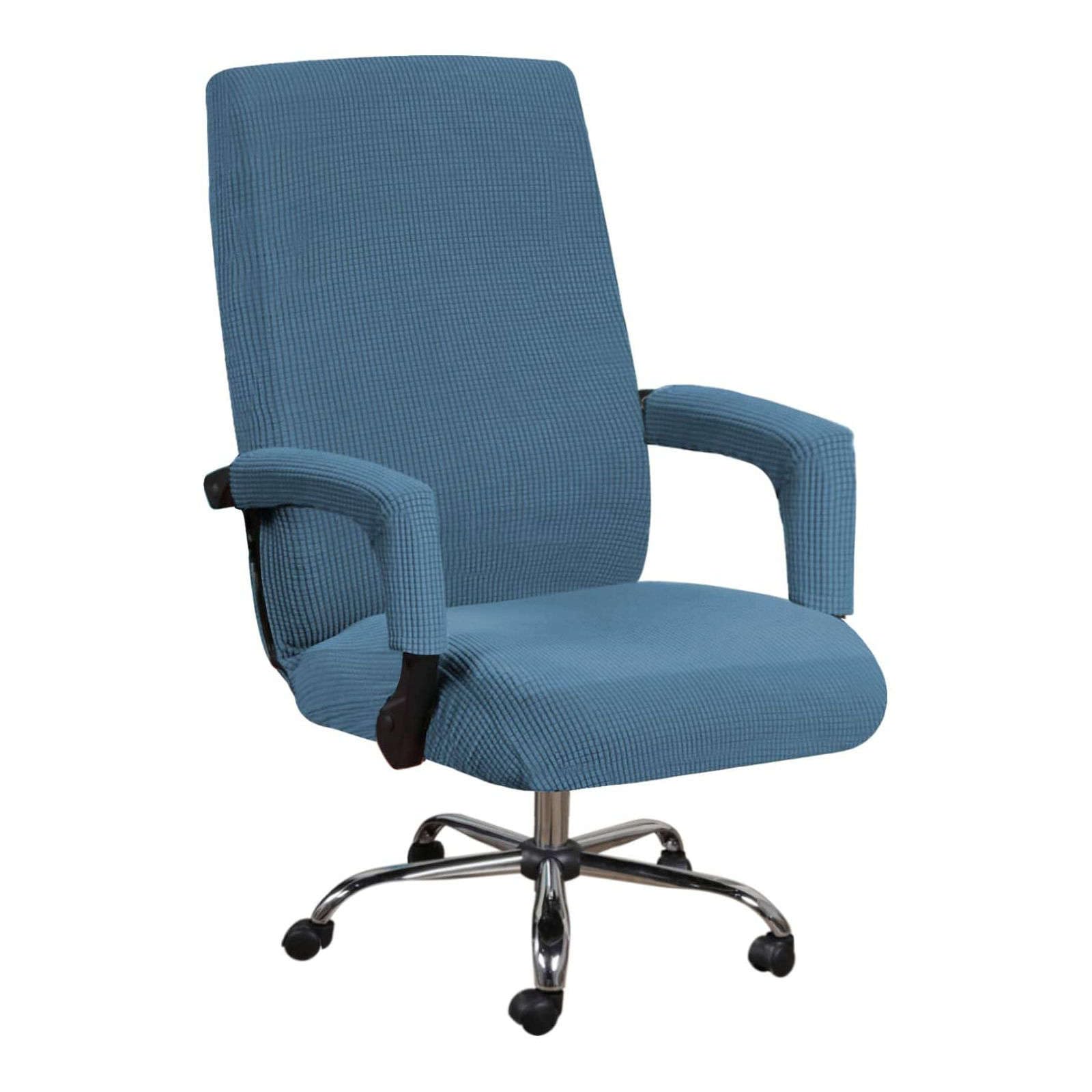 JHLD Elastano Funda De Silla De Oficina, Elástica Funda para Silla De Oficina Jacquard Funda De Silla con Cremalleras Extraíbles Y Lavables para Silla De Ordenador-Azul Polvoriento-XL