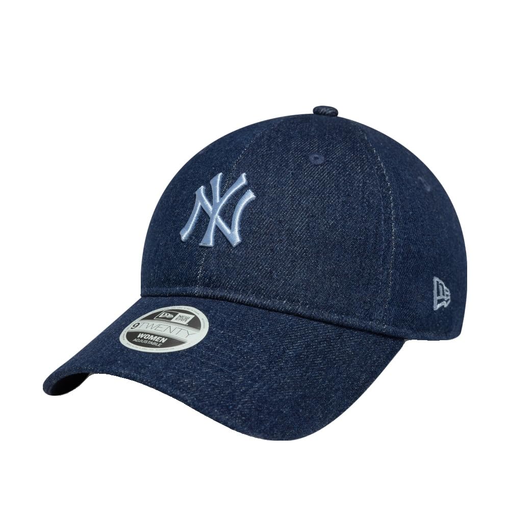 New Era 9Twenty WMNS Denim Yankees CapEra Women/Strapback - MLB Cap Baseball Curved Brim Metal Buckle, with Peak, Peak Spring-Summer Summer - One Size Navy