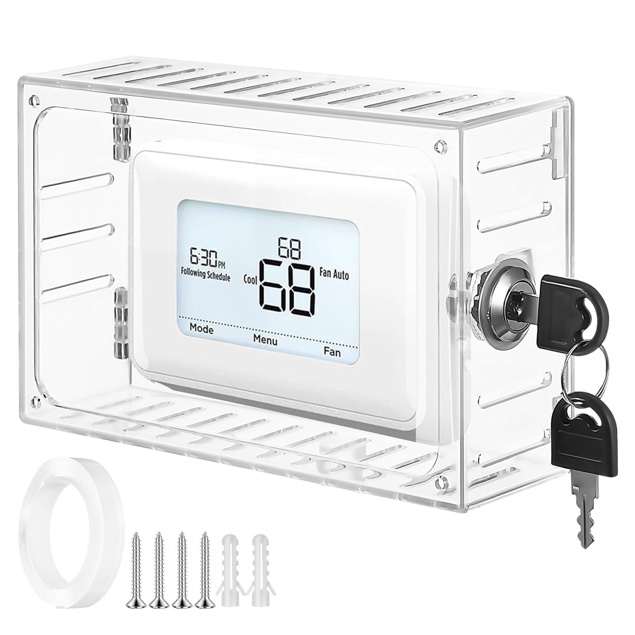 Boîtier de verrouillage pour thermostat Mipcase transparent avec clé de sécurité
