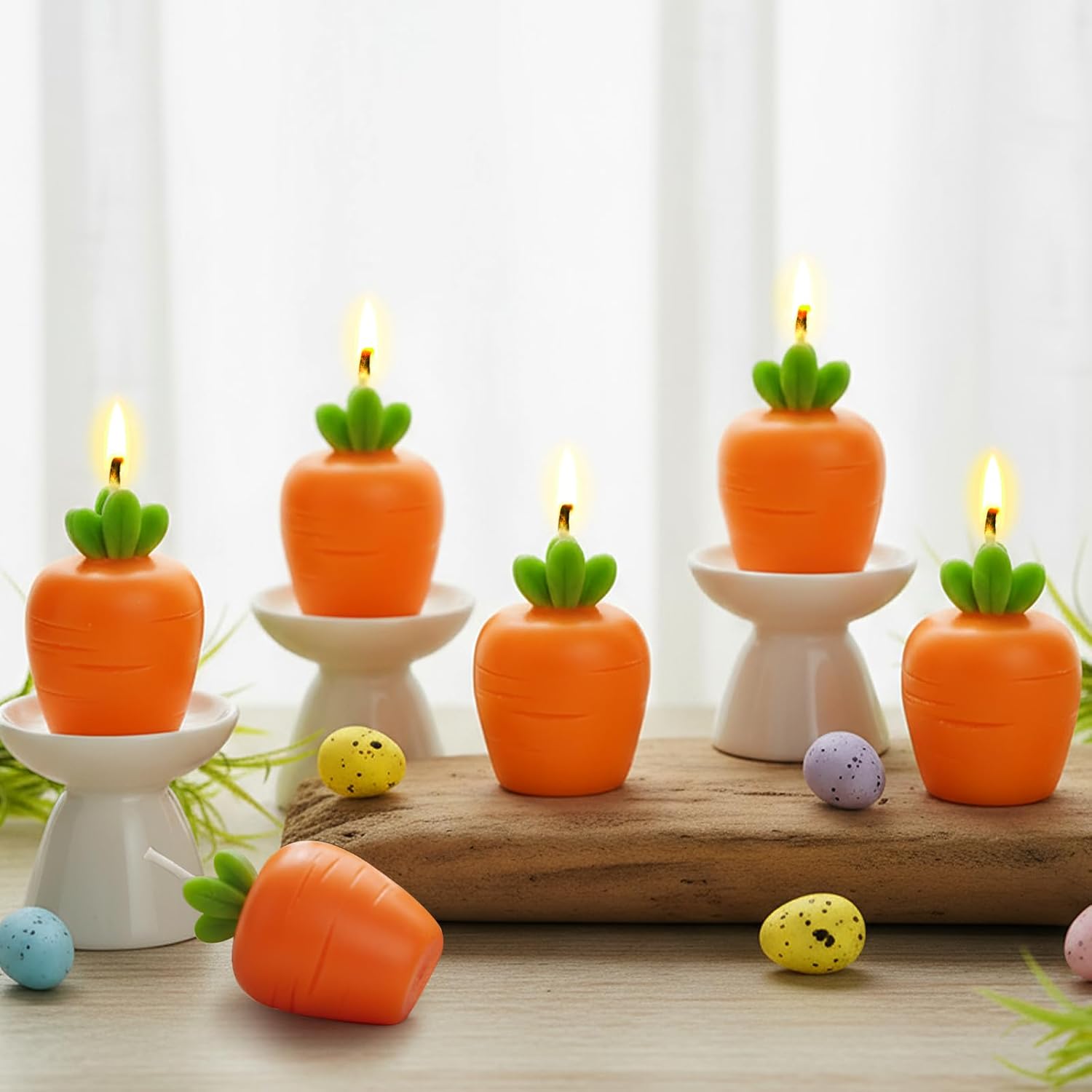 6個 キャロットルート型キャンドル 革新的で絶妙なイースターキャンドル型 ニンジンテーブルデコレーション イースターパーティーデコレ