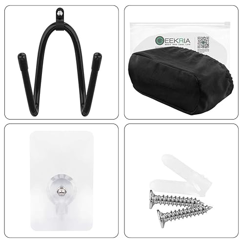 Miniatura 6 de Geekria Soporte de montaje en pared y cubierta antipolvo, compatible con la mayoría de auriculares de realidad virtual, accesorios HTC Vive y