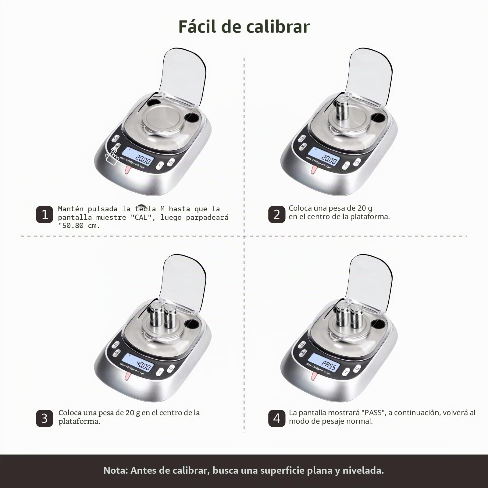 Báscula de miligramos, 50 g-0,001 g, 7 unidades, báscula de alta precisión con retroiluminación LCD, escala de mini gramos con función de tara, escala mg para polvo, oro, joyas (pilas incluidas)