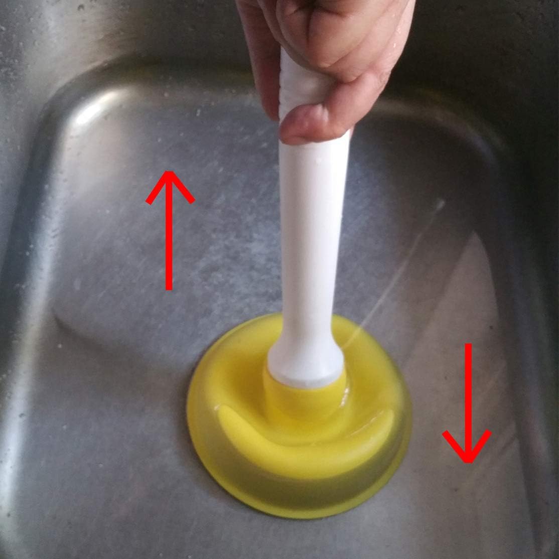 Coralpearl Drain Plunger, Small Hand Force Plumber Helper, Little 4 inch Cup Clog Remover, Tiny Rubber Unclogger in 9" Short Handle for Kitchen Sink, Bathroom Toilet, Shower Bath Tub (Green + Yellow)