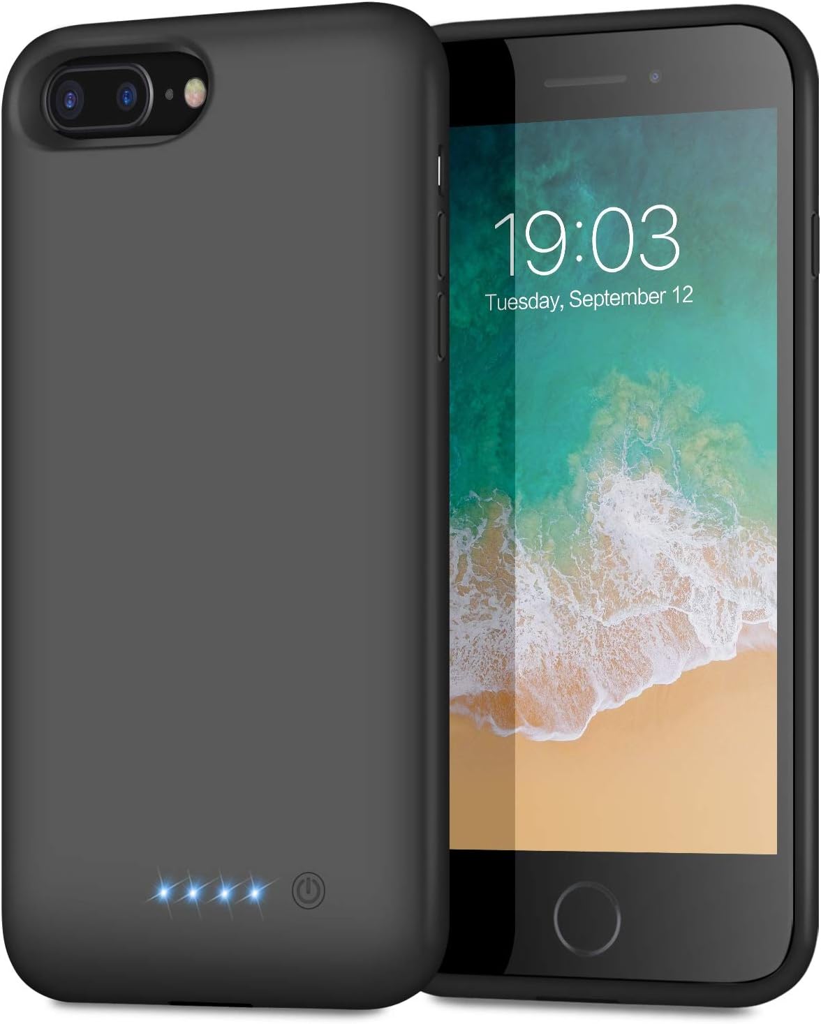 Battery Case for iPhone 8plus/7plus/6 Plus/6s Plus, Upgraded [8500mAh] Protective Portable Charging Case Rechargeable Extended Battery Pack for Apple iPhone 8plus/7plus/6 Plus/6s Plus(5.5') - Black