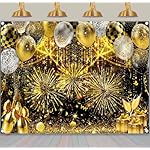 Black Gold Glitter Backdrop Black and Gold Ballon Photography Background Prom Send Off 2026 Wedding Birthday Party Decoration Banner Photo Supplies (Gold, 7x5FT(82 x 59 inch)) - Image 2