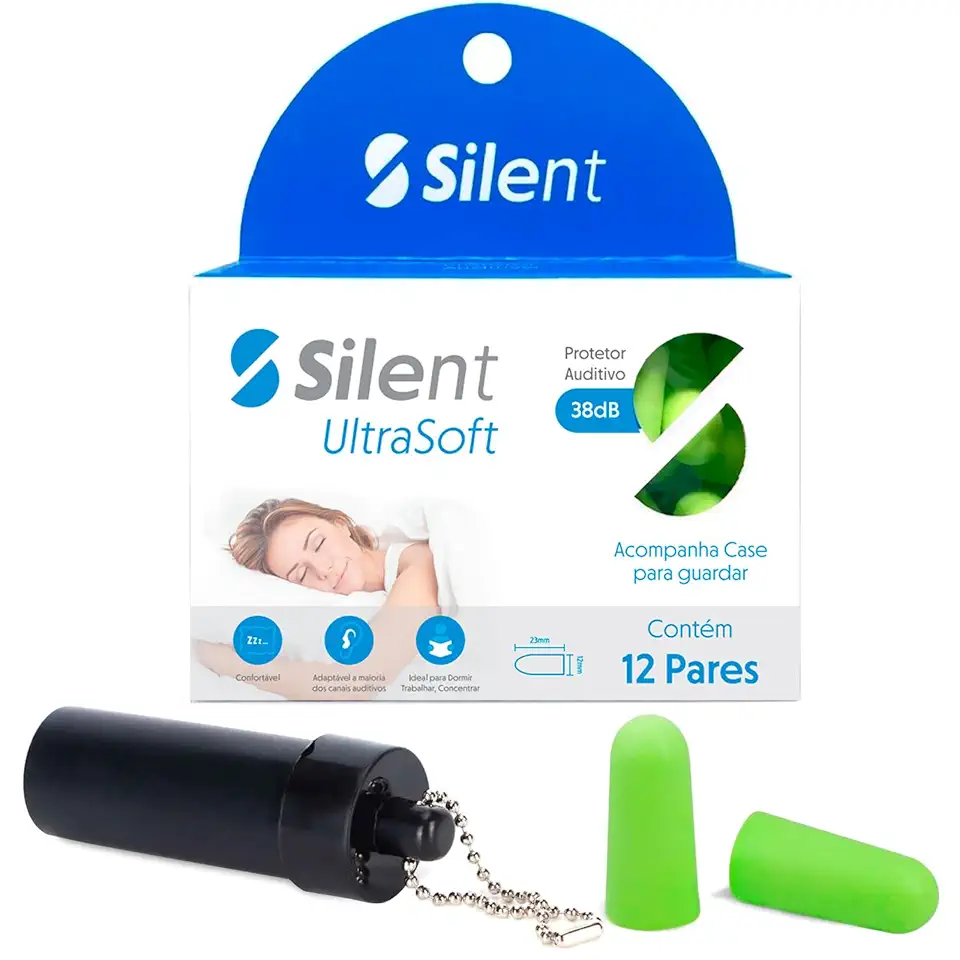 Protetor Auricular Silent Earplug 12 Pares Ultra mais alto de 38 dB, protetores auriculares confortáveis para dormir, ronco, viagem, shows, estudar, ruído alto (Verde)