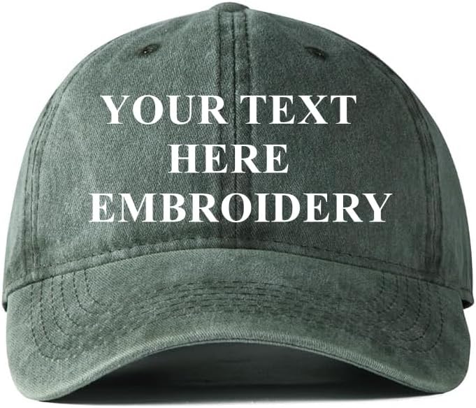 Custom Baseball Cap Name Text Word Embroidered Dad Hat. Unstructured Adjustable Metal Buckle