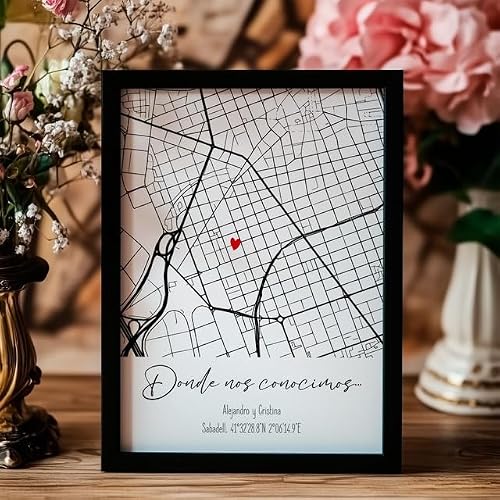 Miniatura 4 de Regalo Personalizado Para Parejas O Amistades Póster Con Coordenadas Y Mapa Con Ubicación Ideal Para Aniversario Novio O Novia, Mujer O Hombre Cuadro Decorativo Pared Para Él O Ella