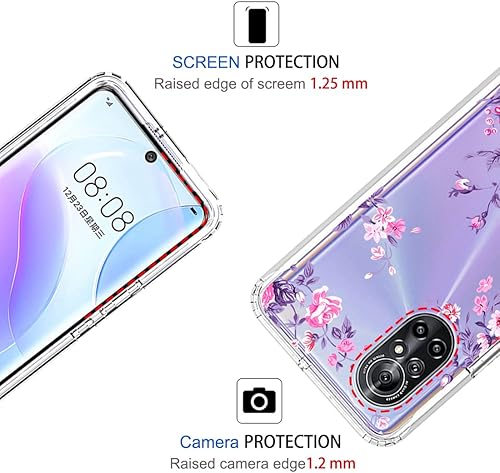 Miniatura 2 de Funda para Nova 8, ANG-L22B ANG-L21B con protector de pantalla de vidrio templado, suave 360 cuerpo completo, a prueba de golpes, híbrida,