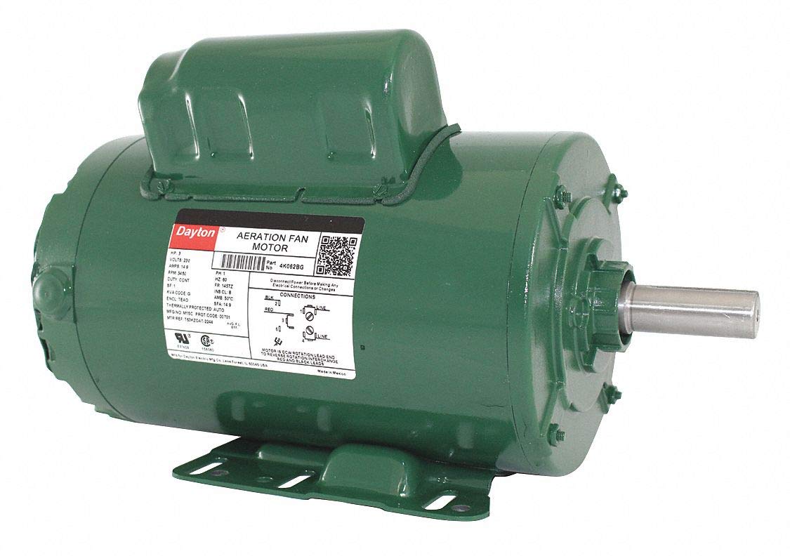 Dayton 3 HP Aeration Fan Motor,Capacitor-Start,3450 Nameplate RPM,230 Voltage,Frame 145TZ