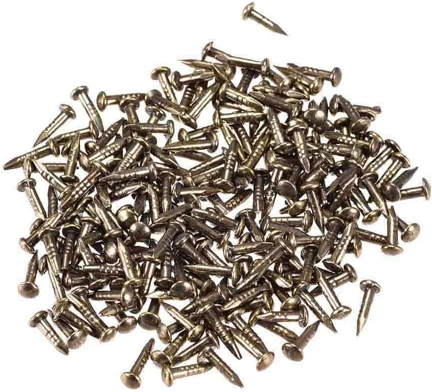 Linwood Small Smooth Round Head Nails Multi-Purpose for DIY Decorative Pictures Boxes Household Accessories, Length: 0.23 inch (1×6mm, Bronze)
