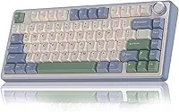 Teclado Mecânico AULA F75 Azul Glacial 75% Sem Fio BT5.0/2.4GHz/USB-C Hot-Swappable RGB