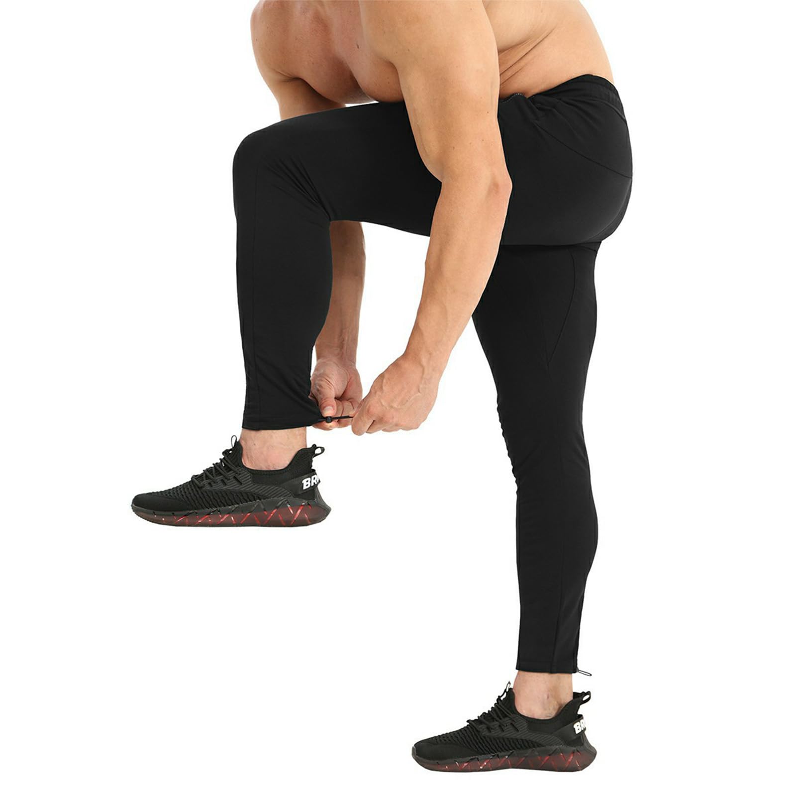 BROKIG Cavigliacorda Pantaloni Tuta Palestra Uomo, Pantalone da Uomo Sportivi Corsa Jogging Fitness con Tasche Zip