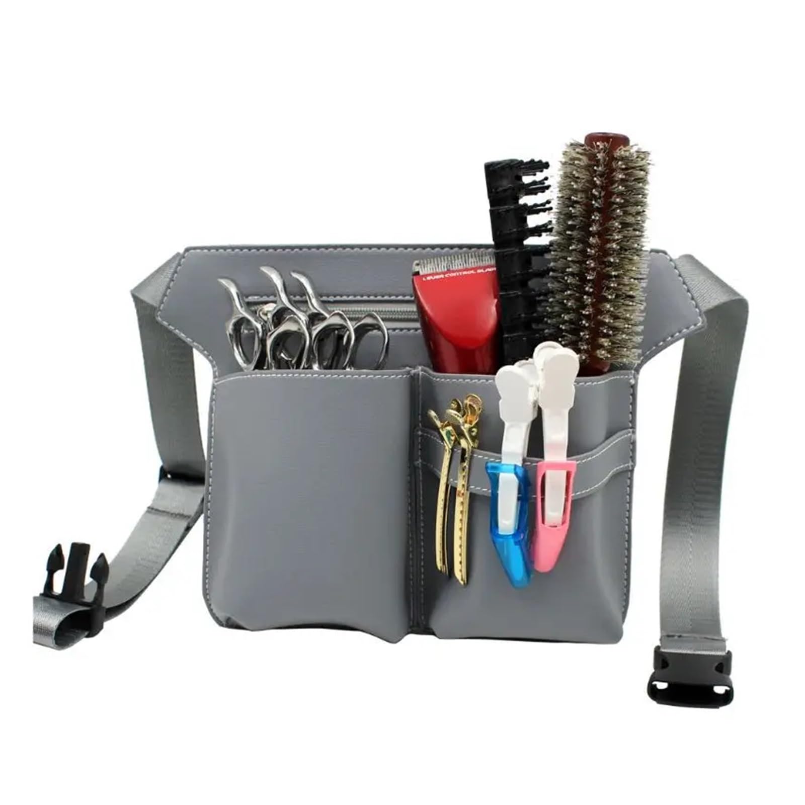 Sac à ciseaux professionnel gris pour coiffeur et outils de salon - 6