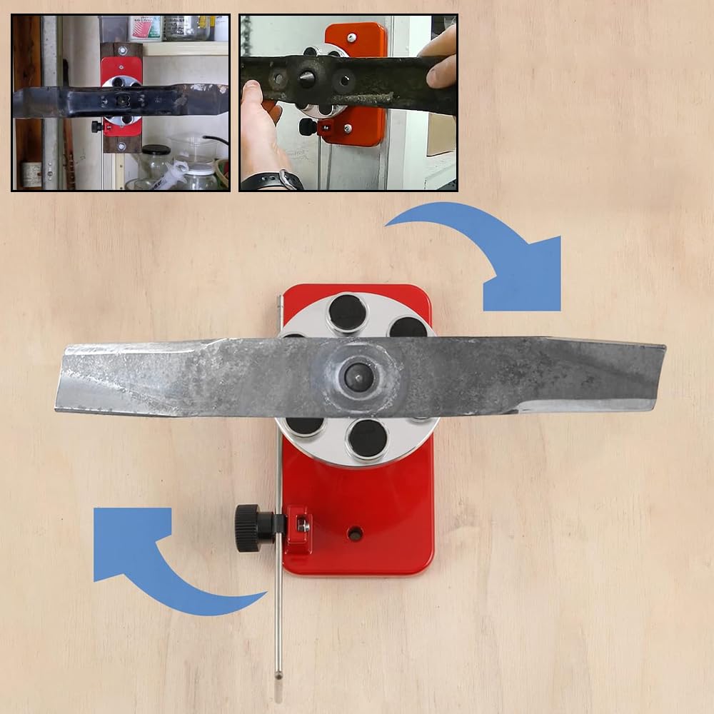 SagaSave Equilibrador de cuchillas para cortacésped, balanceador de cuchillas de montaje en pared, equilibrio preciso, herramienta de equilibrio de cuchillas para cortacésped