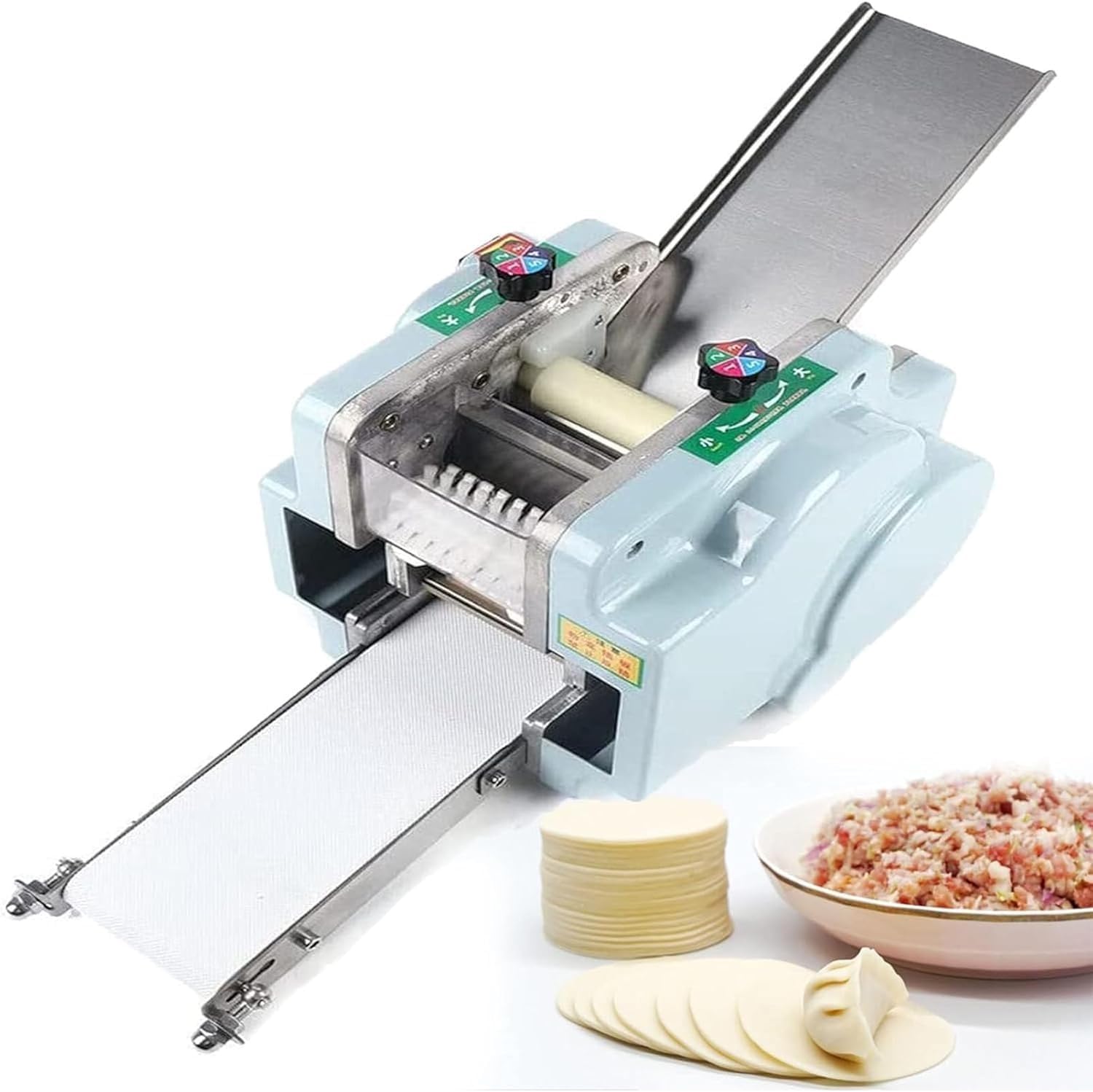 Electric Dumpling Wrapper Maker, Commercial Spring Roll/Pierogi/Ravioli/Momo, 140W Dough Sheeter Dumpling Wrapper Machine, Dough Processing Machine with 1 Mold 60 Pieces/Min(Wonton Wrappers)