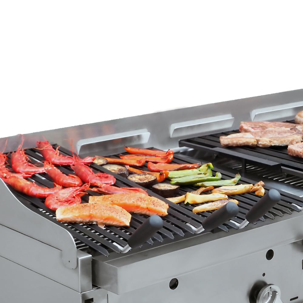 MBH - Griglia pietra lavica a gas 90 cm da banco professionale, petto e griglia in acciaio inox per bar, ristoranti.