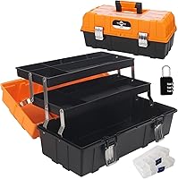Vista 1 de Caja de herramientas organizadora de 16.5 pulgadas de 3 capas de plástico con mango portátil, perfecta para el hogar, oficina, maletero del coche