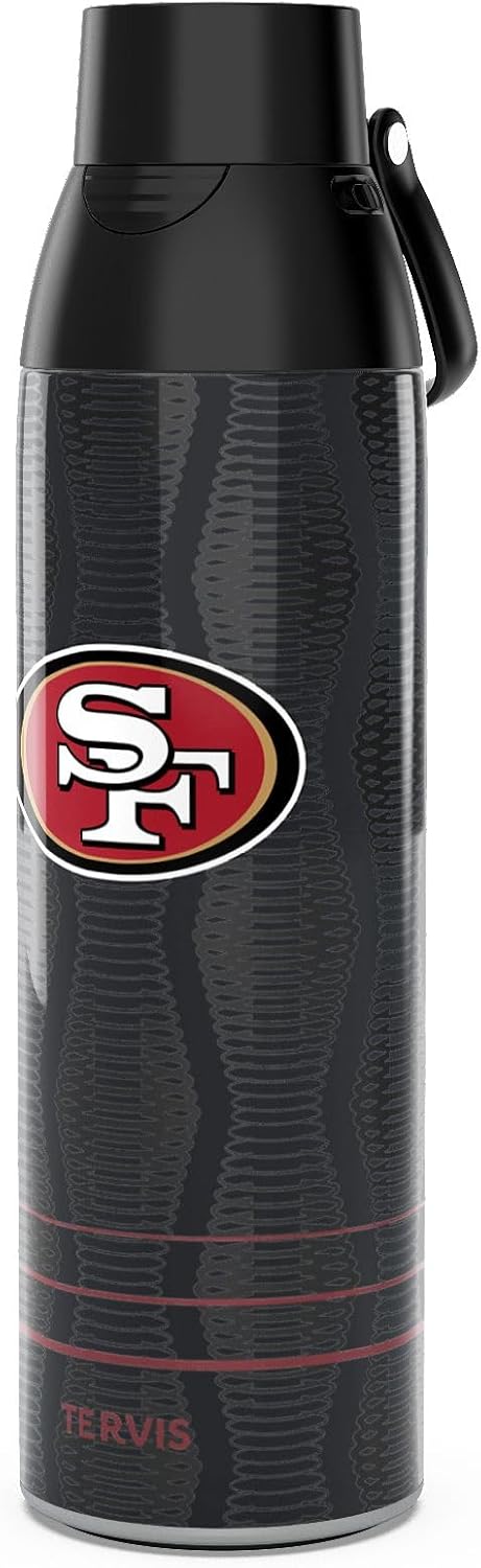 Tervis Venture Water Bottle NFL® San Francisco 49ers - Full Speed Triple Insulated Tumbler Travel Cup Keeps Drinks Cold & Hot, 26oz, Stainless Steel