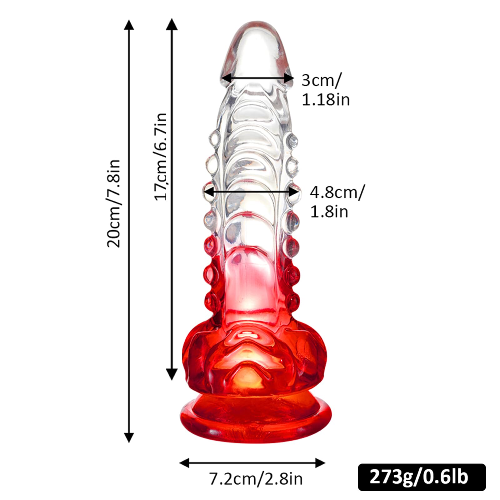 Wdrssfys Dragon Dildo,7.8 Inch Realistic G-spot Dildo Clear-Red Gradient with Barbs,Fantasy Dildo Adult Sex Toys for Women en and Couples: M